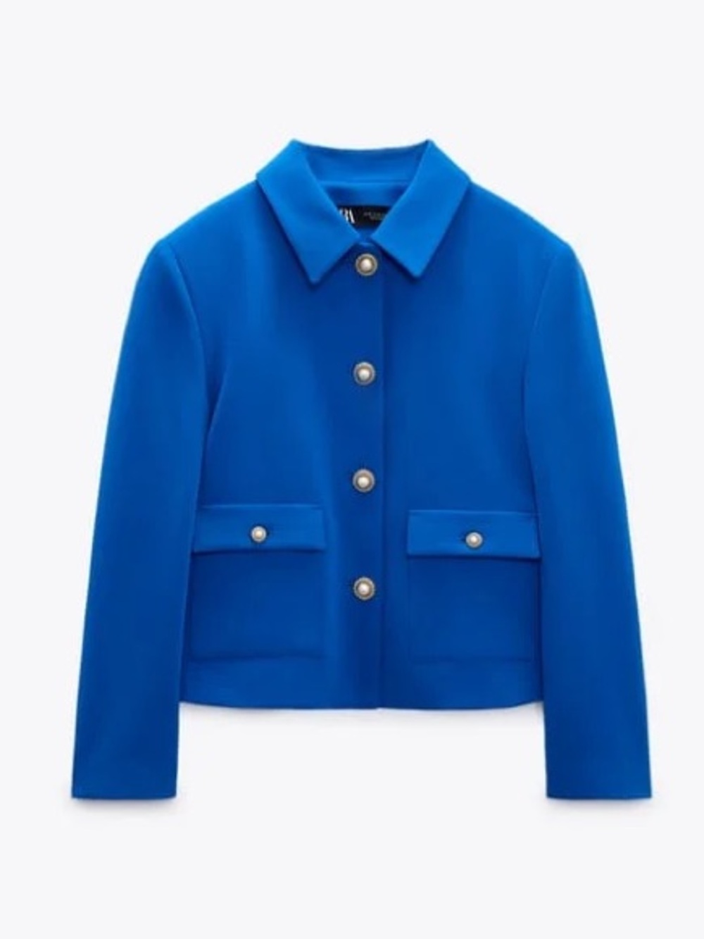 NEW Zara Royal Blue Blazer Jewel Button Suit Jacket Size Small